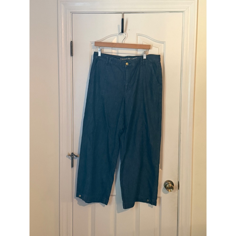 American Eagle | 2026 Baggy Wide-Leg Trouser 12 Short Convertible Denim - Picture 7 of 14